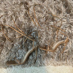 Steve Madden Flamin Ankle Wrap Strappy Heel Tan